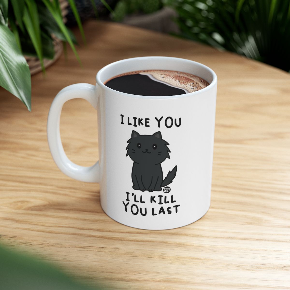 Cute Black Cat I Like You Coffee Mug With Funny Quote