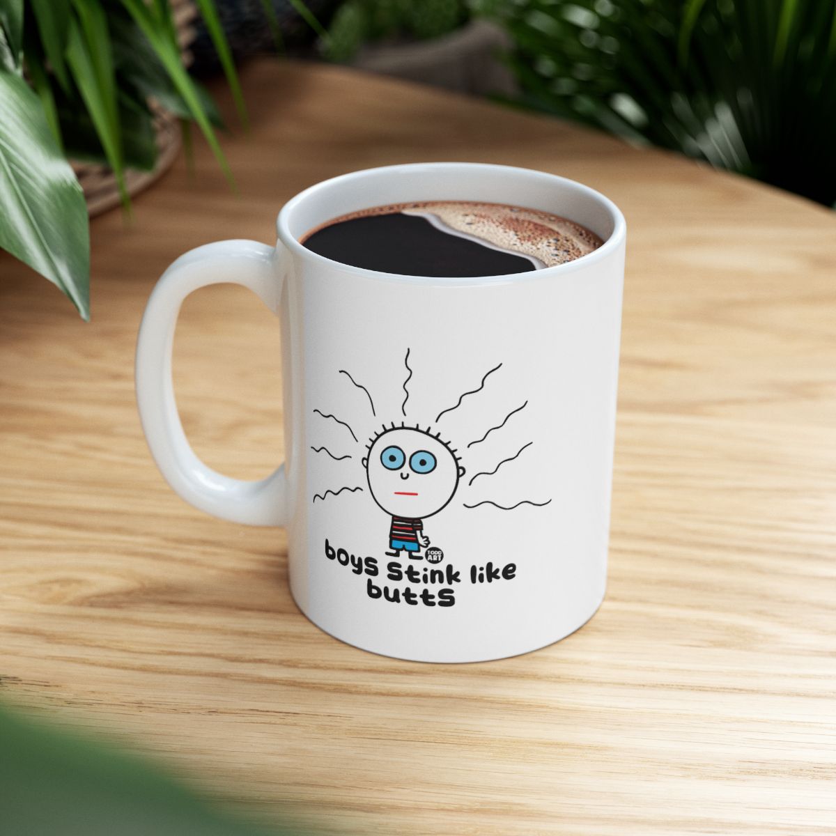 Boys Stink Like Butts Humorous Cartoon Mug