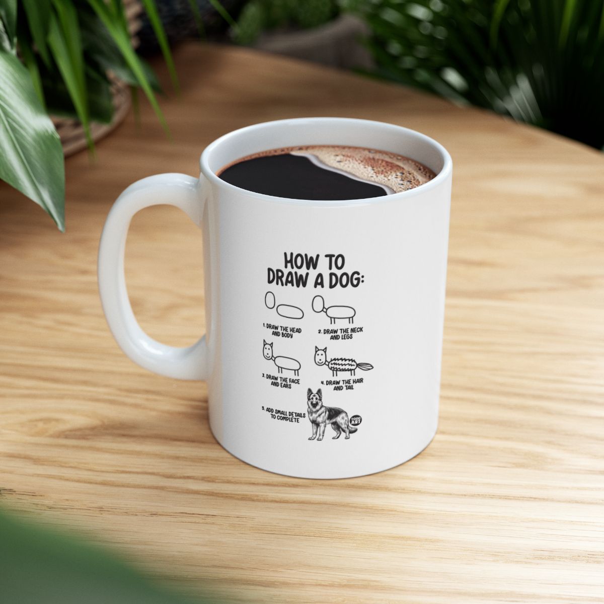 How to Draw a Dog Illustrated Coffee Mug