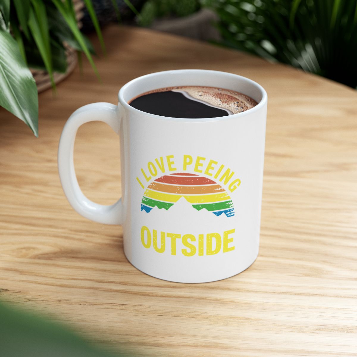 I Love Peeing Outside Rainbow Mountain Mug