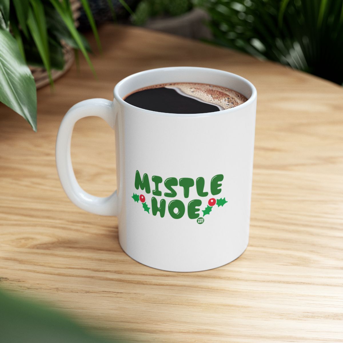 Mistle Hoe White Mug With Holiday Design
