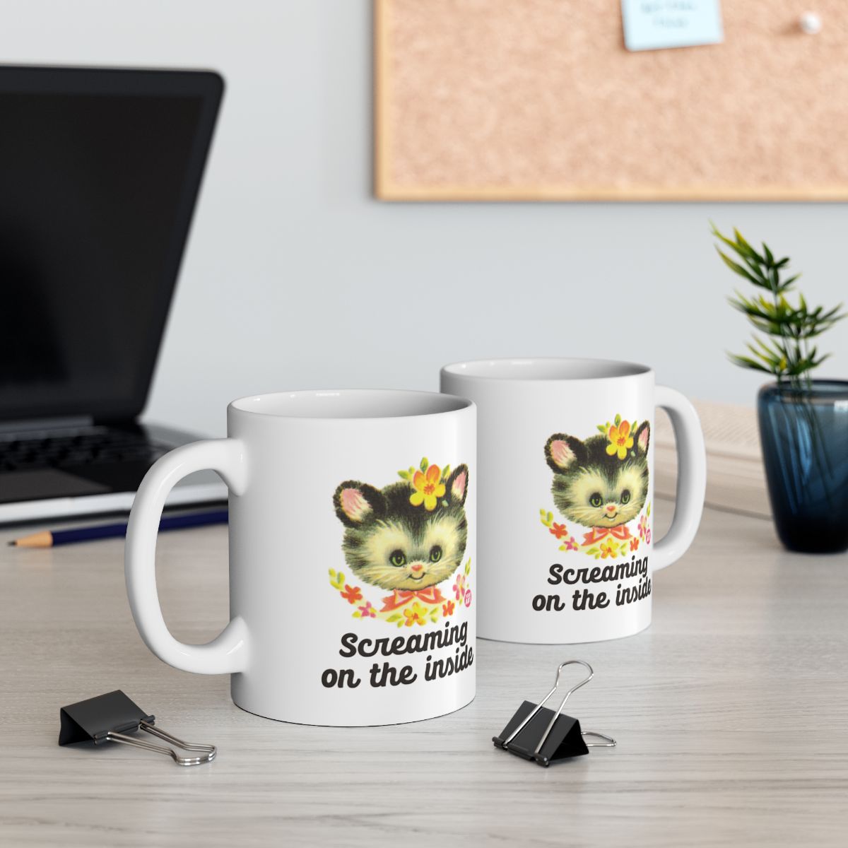 Screaming on the Inside Cat Design Mug