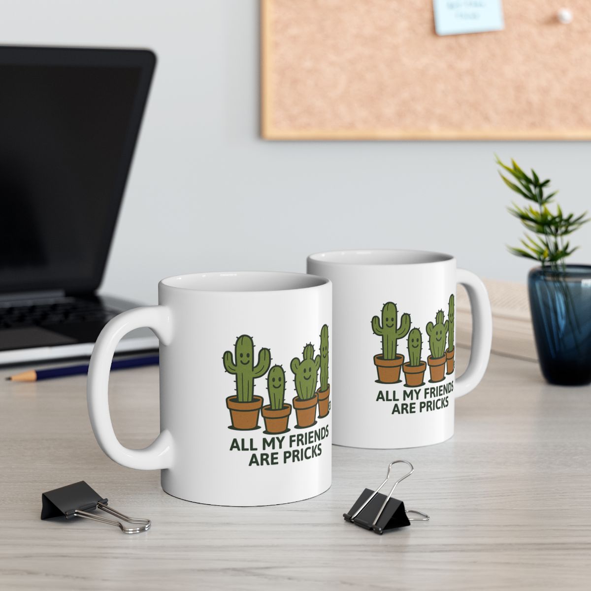 All My Friends Are Pricks Cactus Themed Mugs
