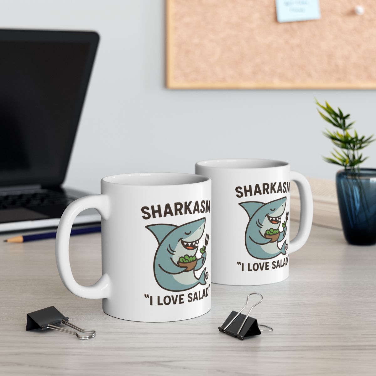 Sharkasm I Love Salad Shark Design Mug