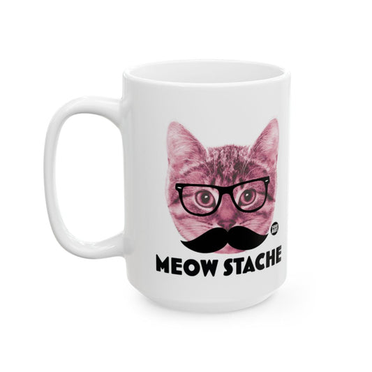 Cat with Glasses and Mustache Meow Stache Mug