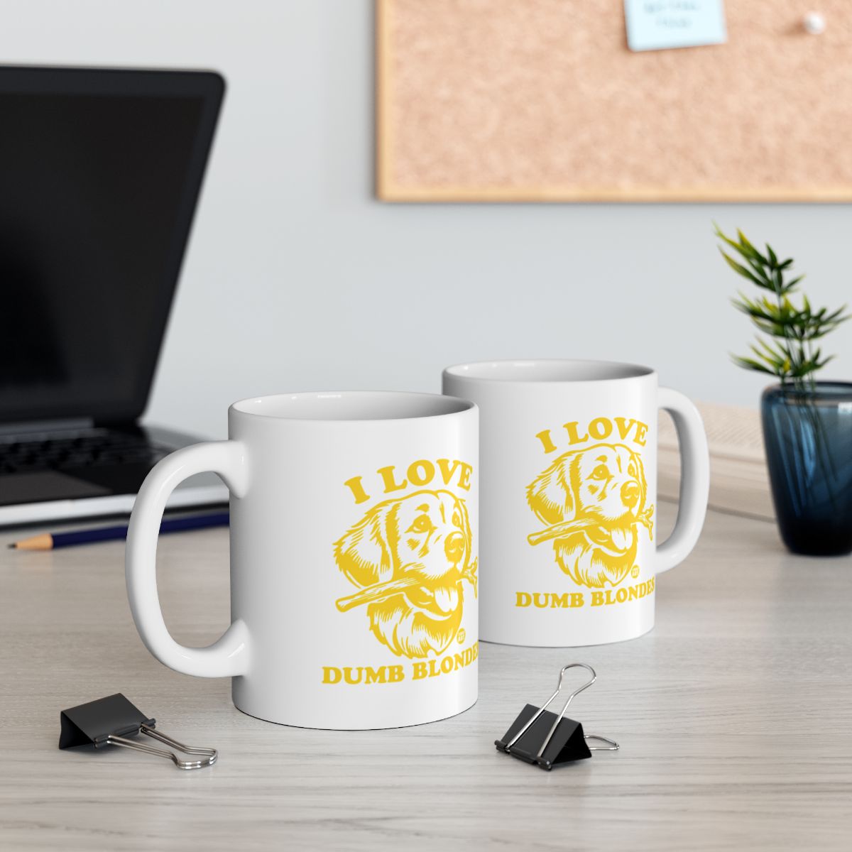 I Love Dumb Blonde Dog Graphic Funny Office Mug