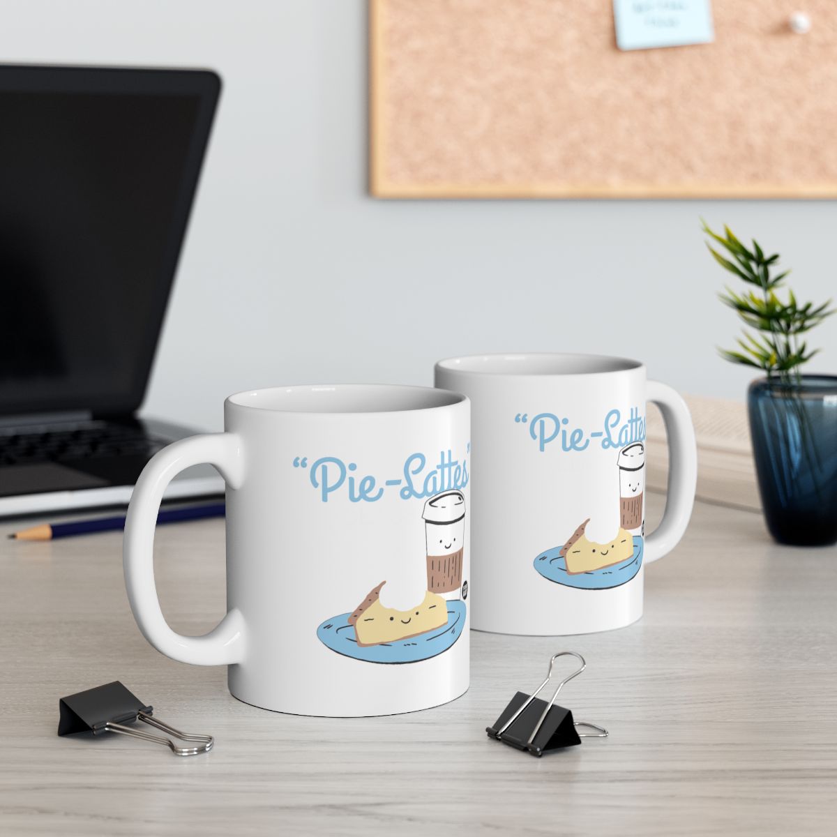 Cute 'Pie-Lattes' Cartoon Coffee Mug for Your Office