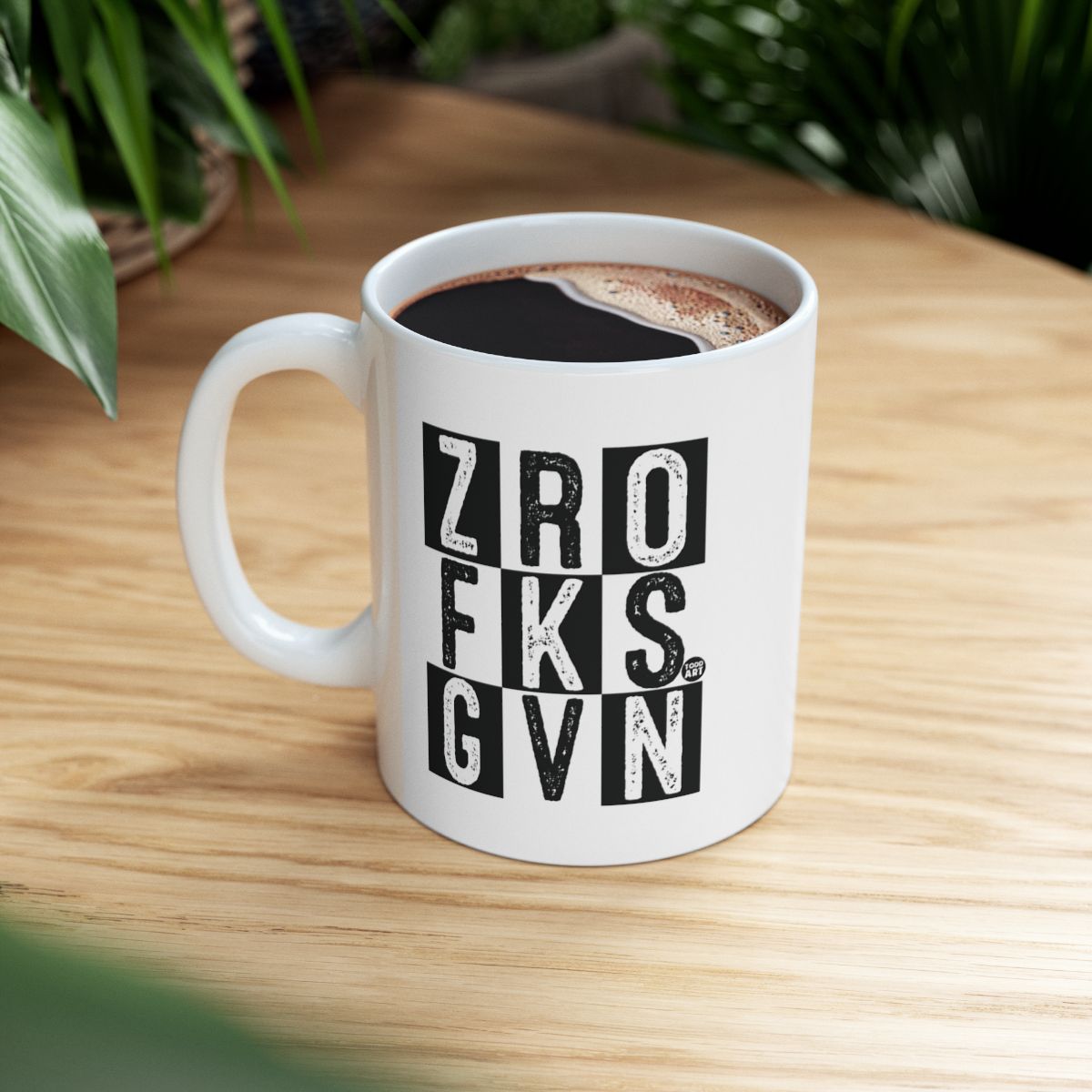 ZRO FKS GVN Coffee Mug with Bold Text for Caffeine Lovers