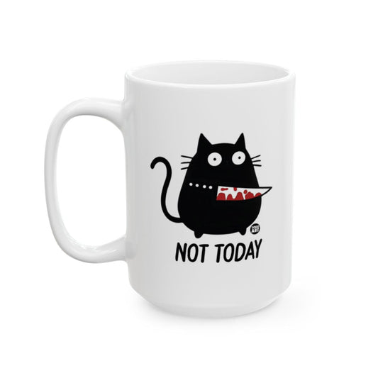 Not Today Cat Holding A Knife Humorous Coffee Mug