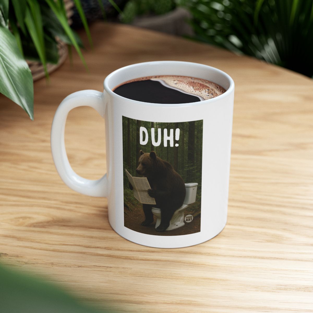 Funny Bear Reading on Toilet Ceramic Mug Product