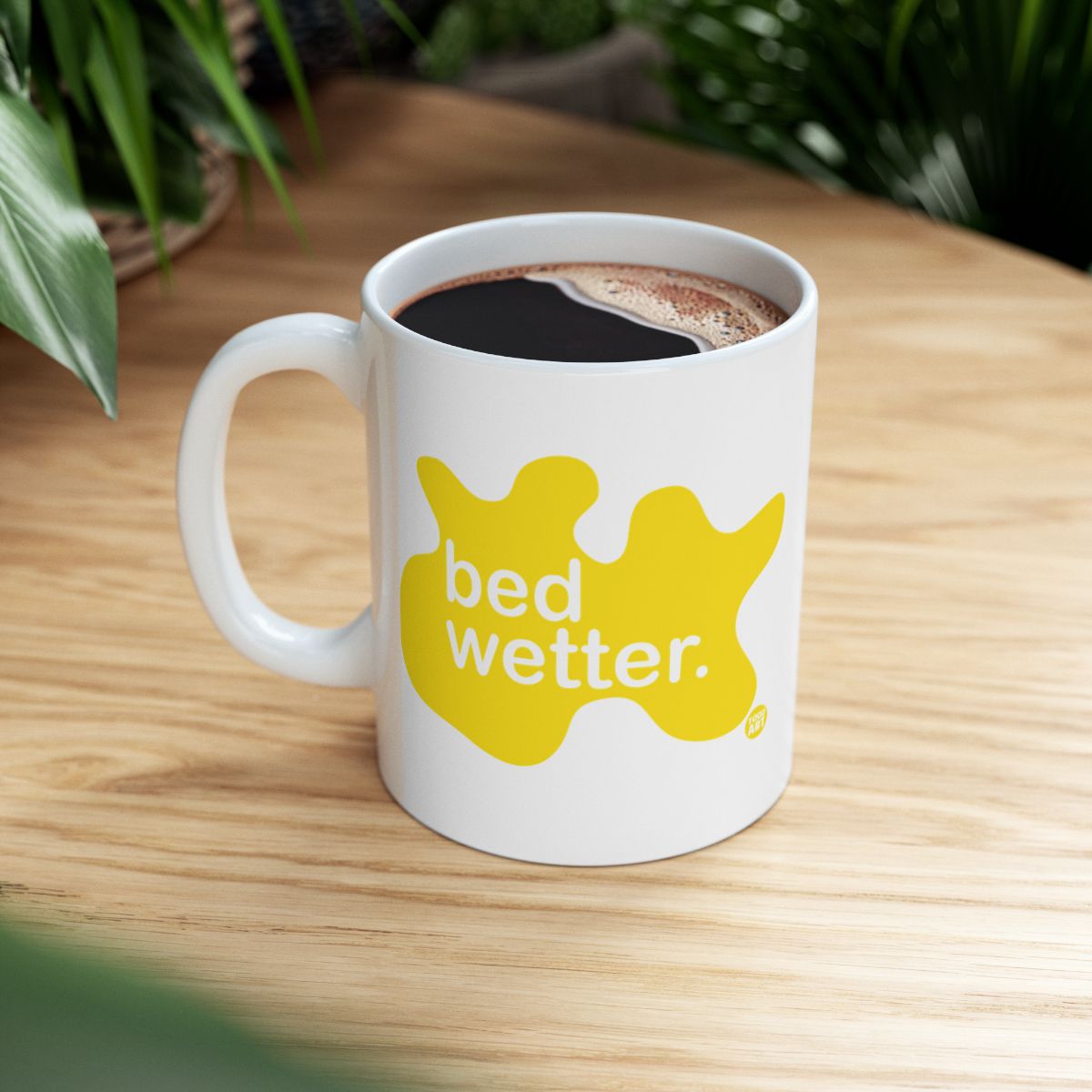 Funny Bed Wetter Coffee Mug with Yellow Design
