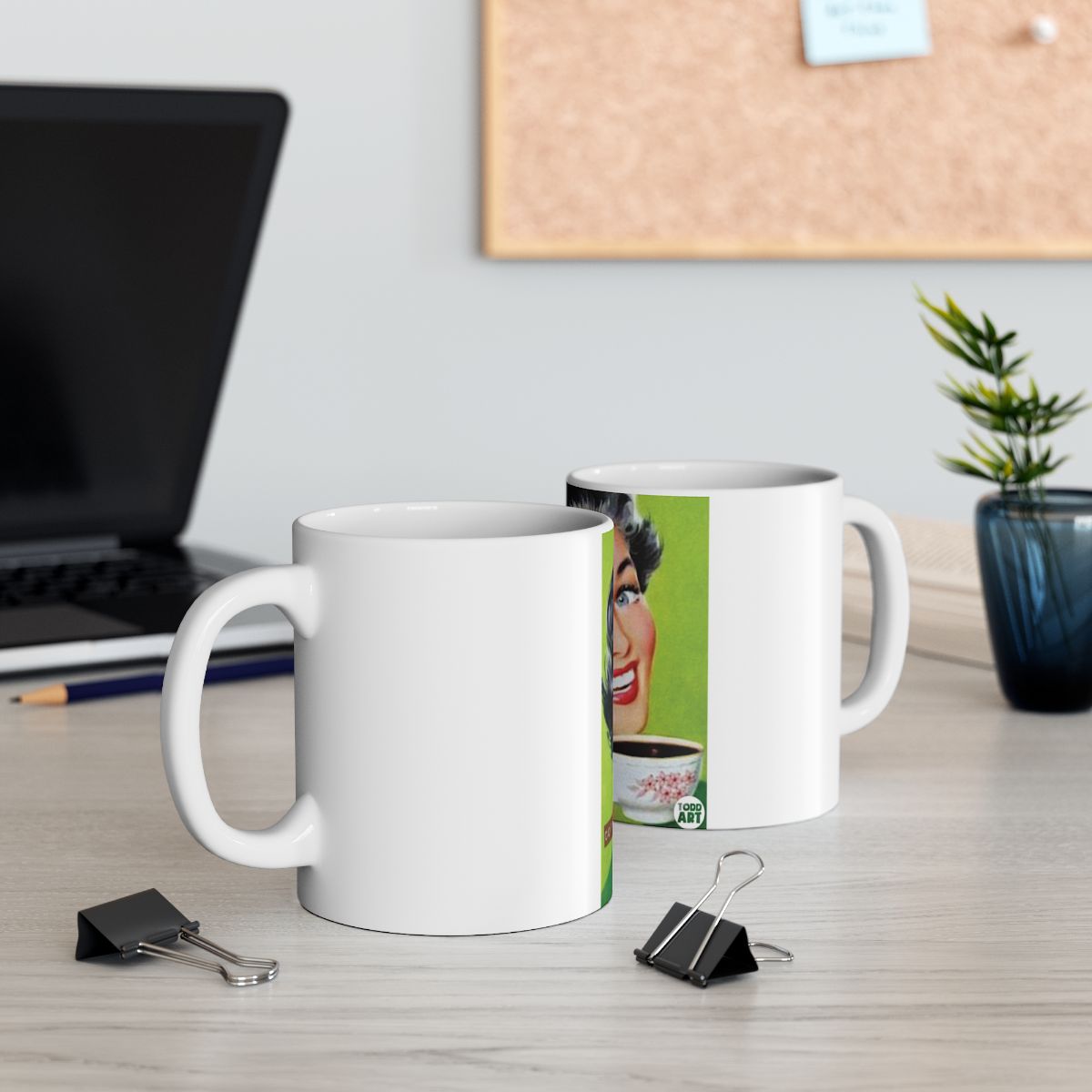 Vintage Retro Coffee Cups with Fun Artwork Mug