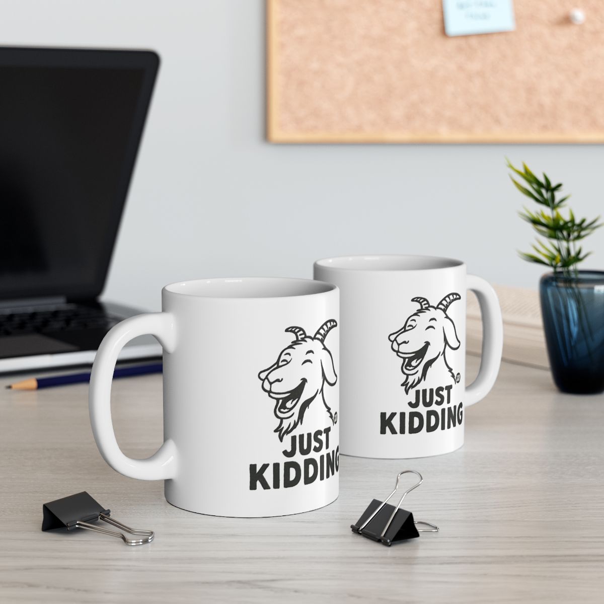 Humorous Goat Just Kidding Design Coffee Mug Set