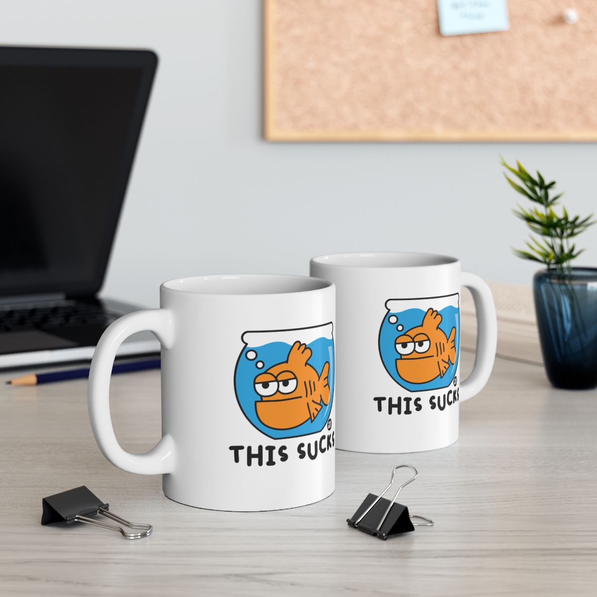 Funny Fish Design 'This Sucks' Office Mug