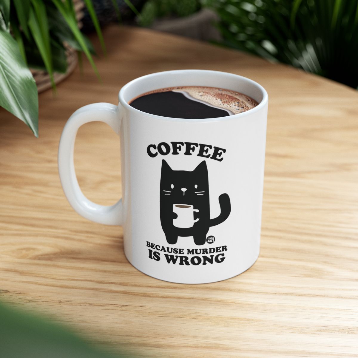 Coffee Because Murder Is Wrong Funny Cat Mug