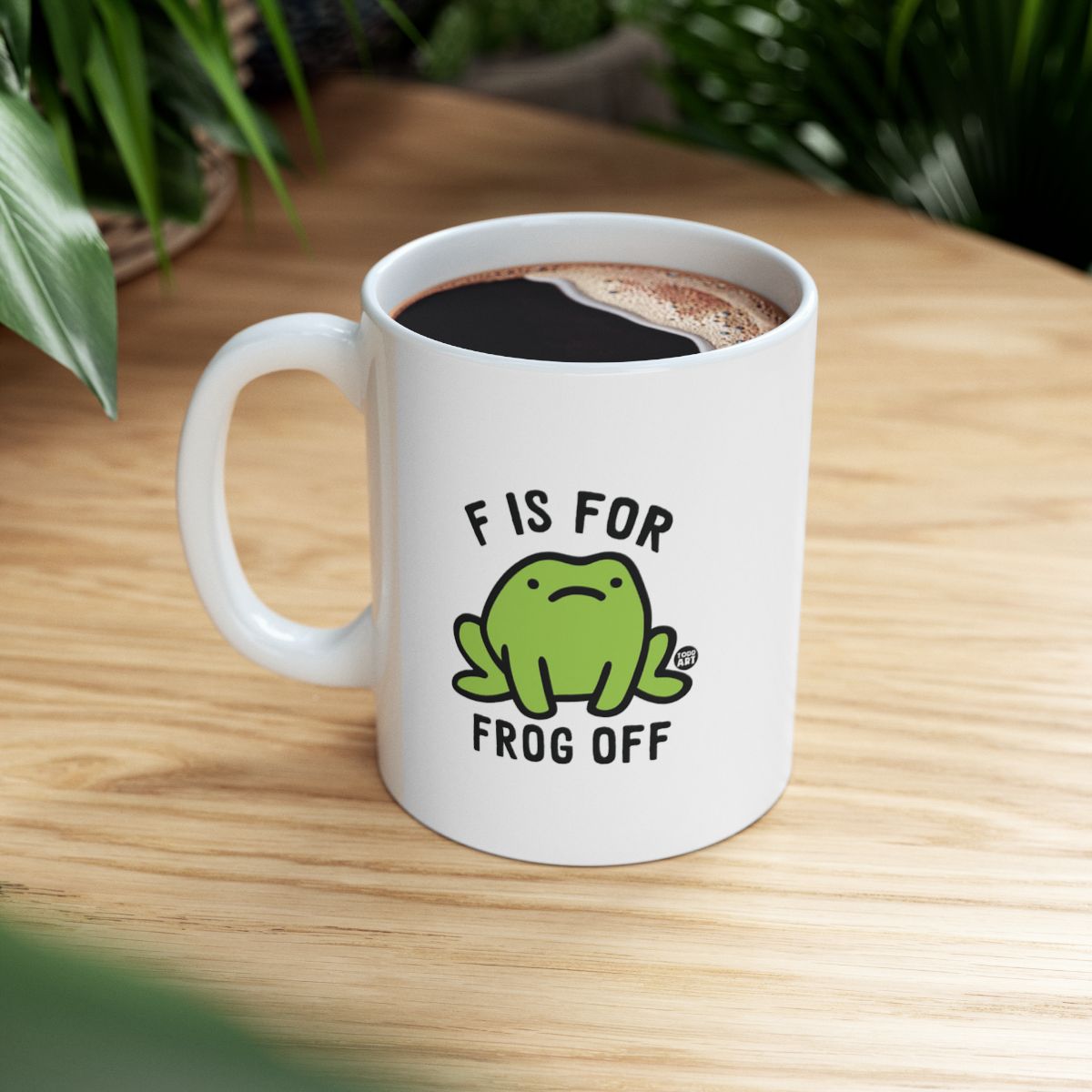 F Is For Frog Off White Mug with Cute Frog Design