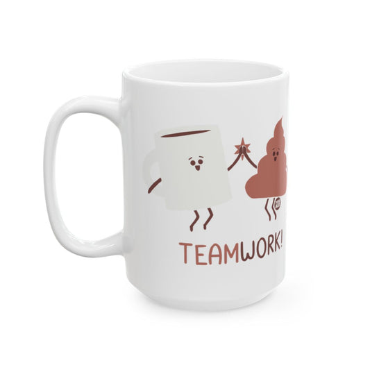 Teamwork Cartoon Characters Design Coffee Mug