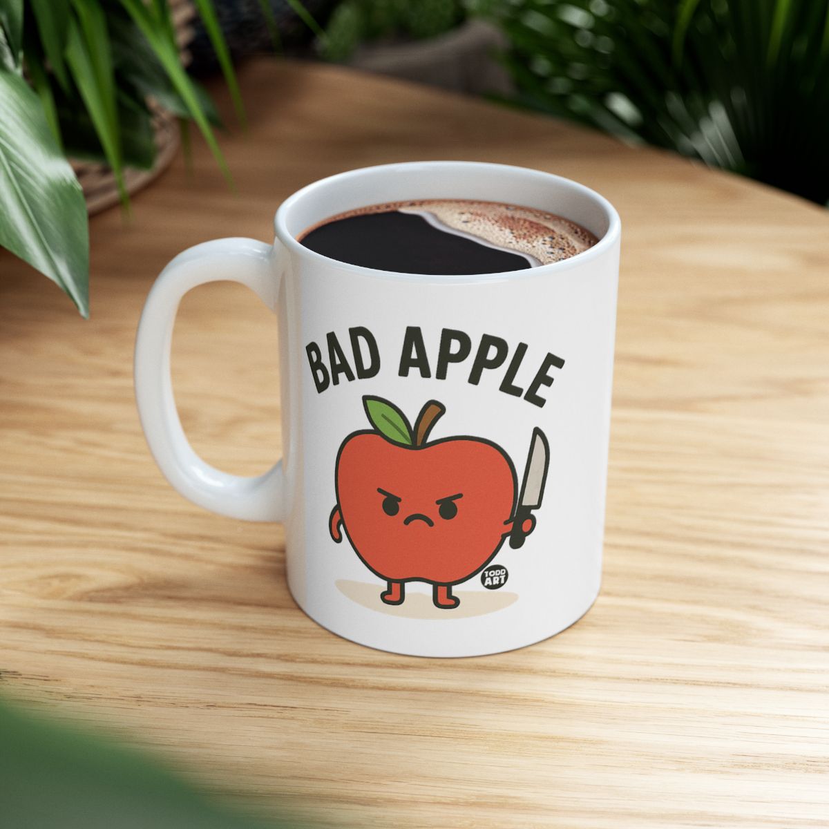 Bad Apple Mug Featuring Angry Cartoon Design Mug
