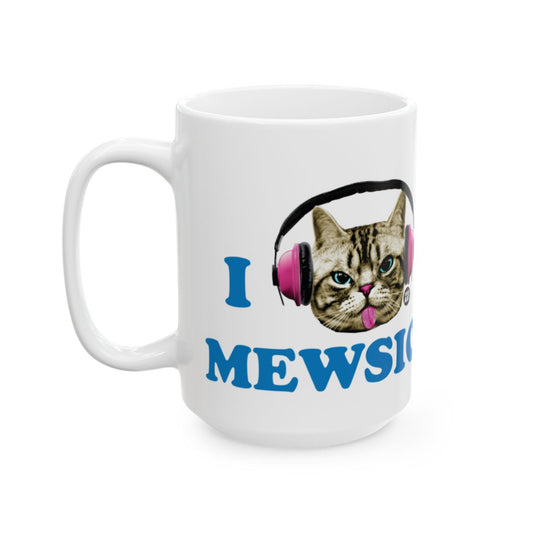 I Love Mewsic Cat with Headphones Mug