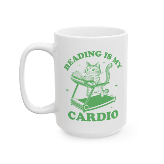 Reading Is My Cardio Cat on Treadmill Mug