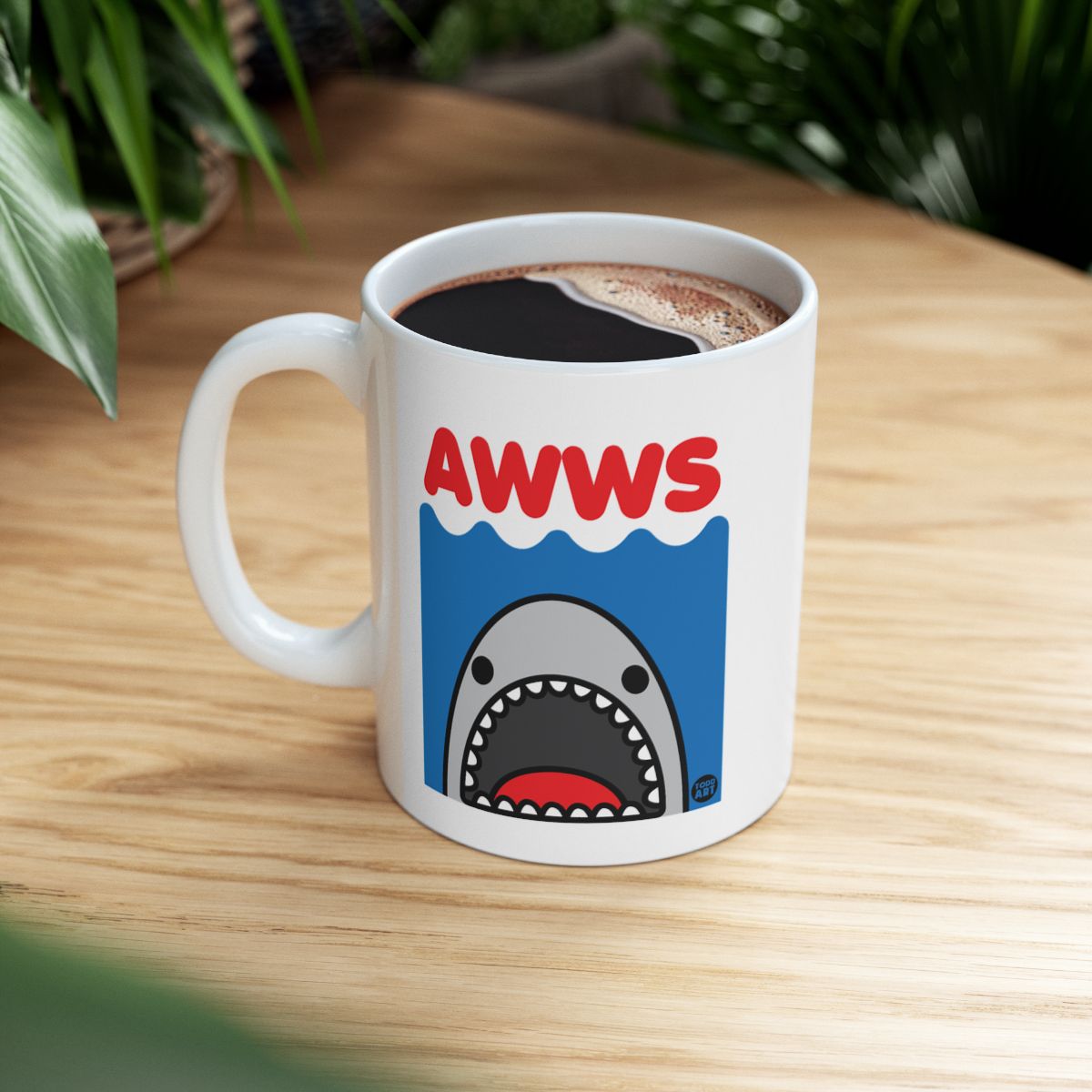 Shark Cartoon AWWS Print Coffee Mug