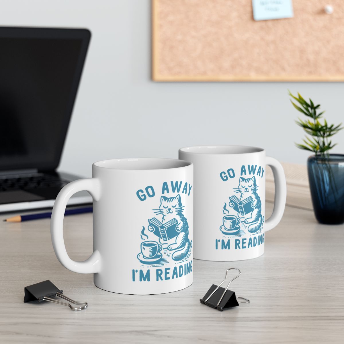 Go Away I'm Reading Cat Lover Coffee Mug for Bookworms