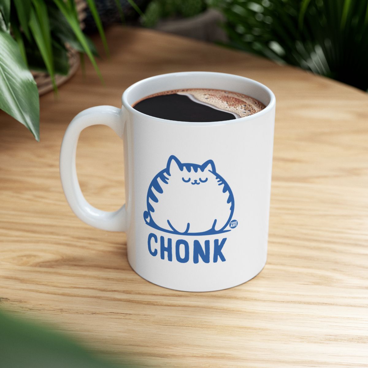 Chonk Cat Design White Coffee Mug for Cat Lovers