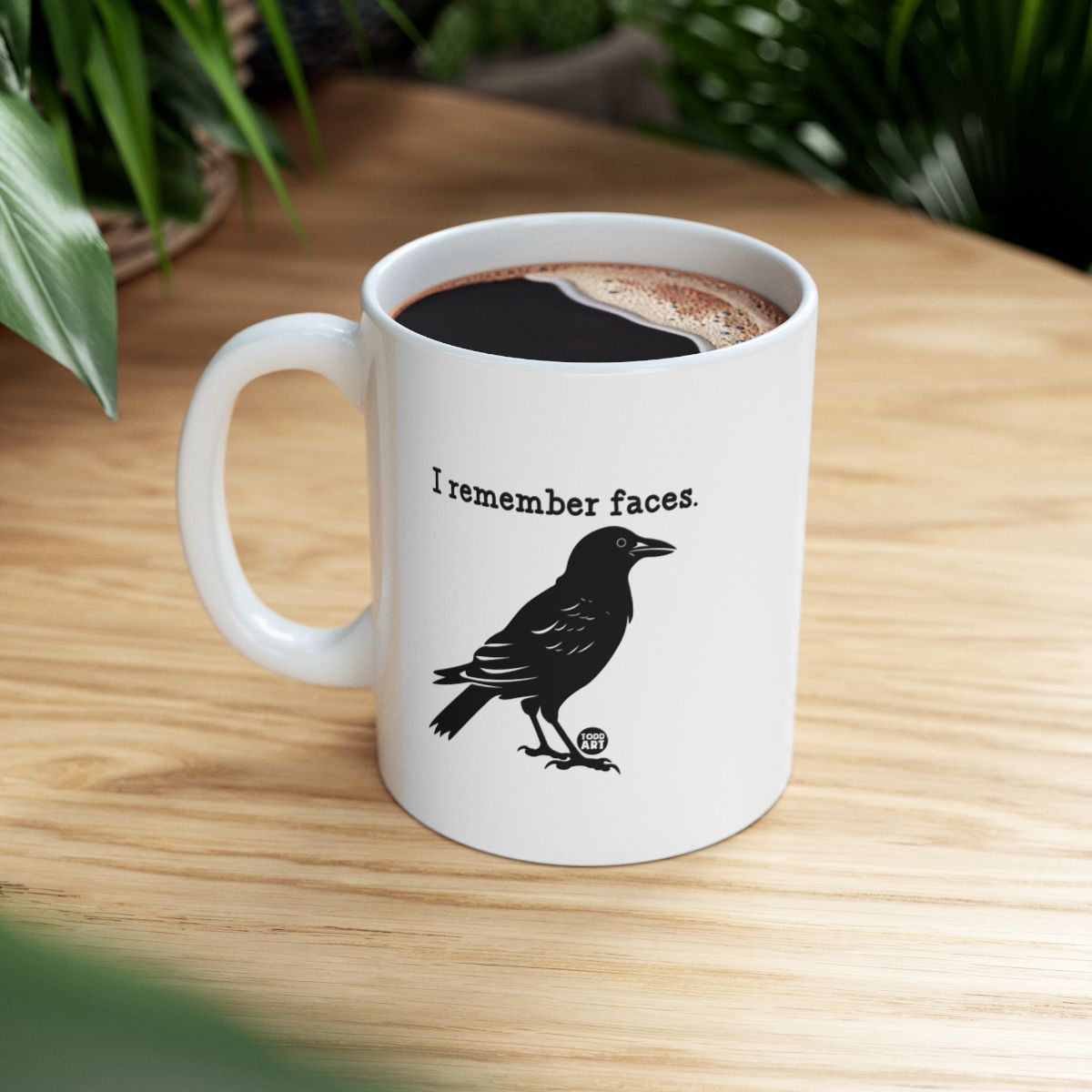 I remember faces raven graphic white mug