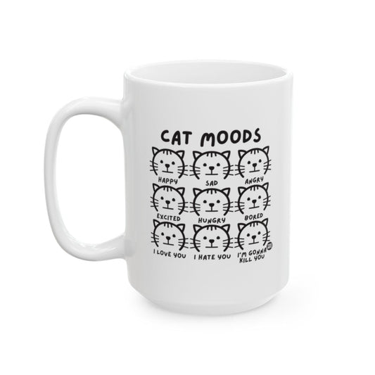 Cat Moods Illustrative White Humorous Mug Product