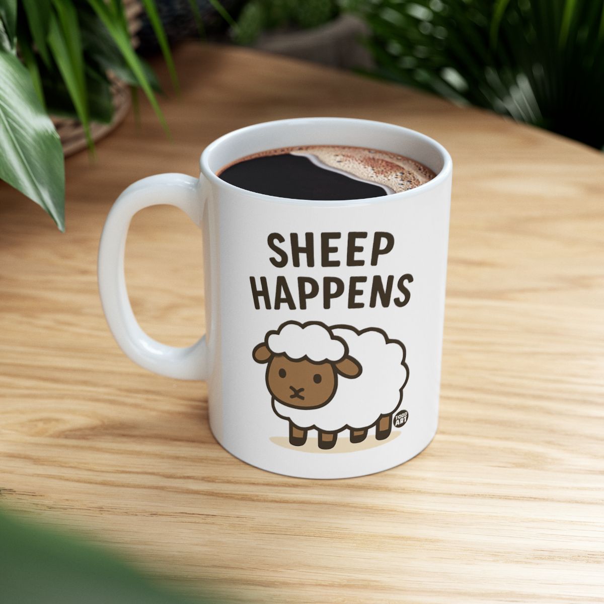 Sheep Happens Mug with Cute Cartoon Sheep Design