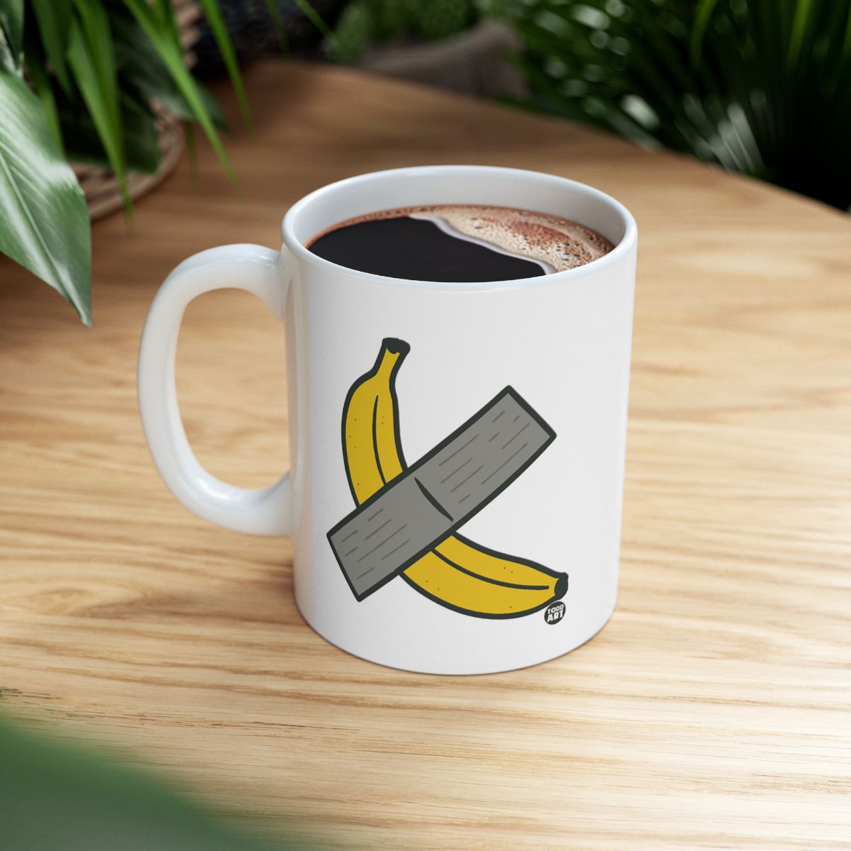Banana Duct Taped Design on White Coffee Mug
