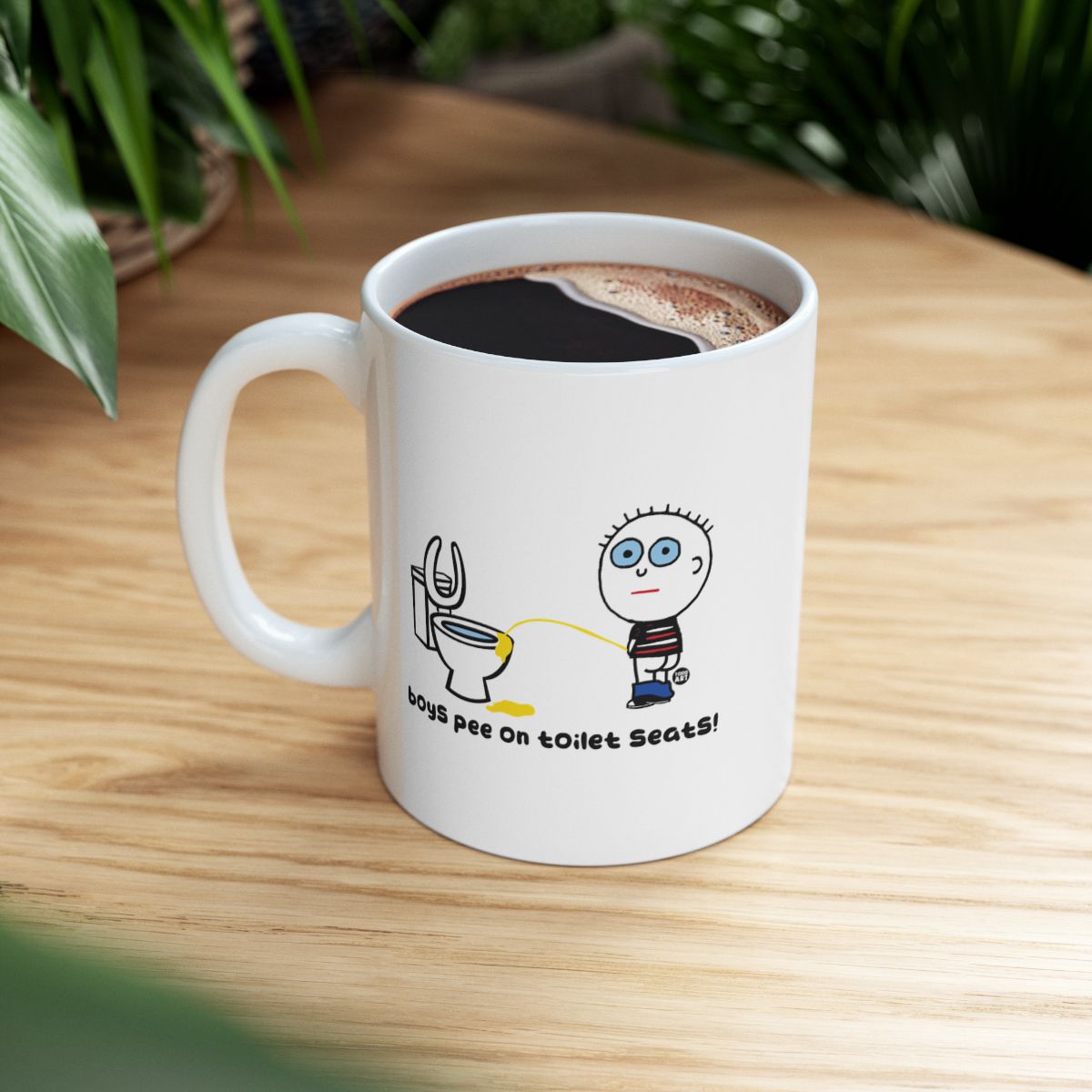 Boys Pee on Toilet Seats Funny Coffee Mug