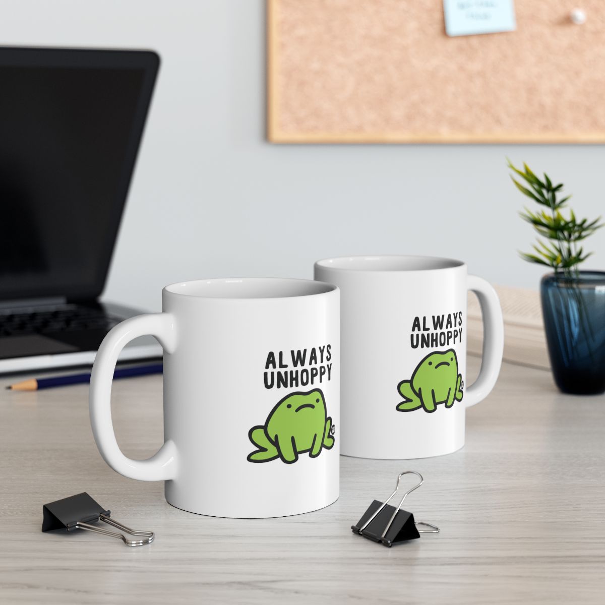 Always Unhoppy Frog Mug with Cute Illustration