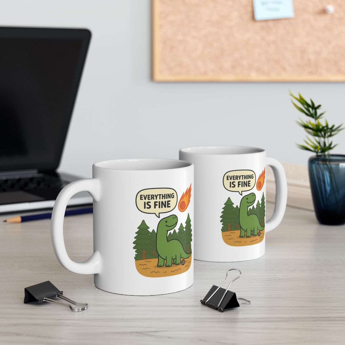 Everything is Fine Dinosaur Mug for Coffee Lovers