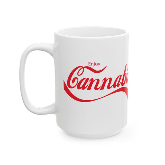 Enjoy Cannabis Red Graphic Design Coffee Mug
