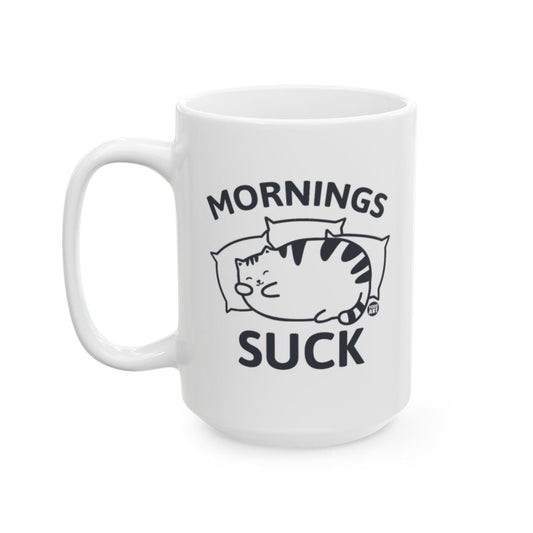 Mornings Suck Cat Design Coffee Mug