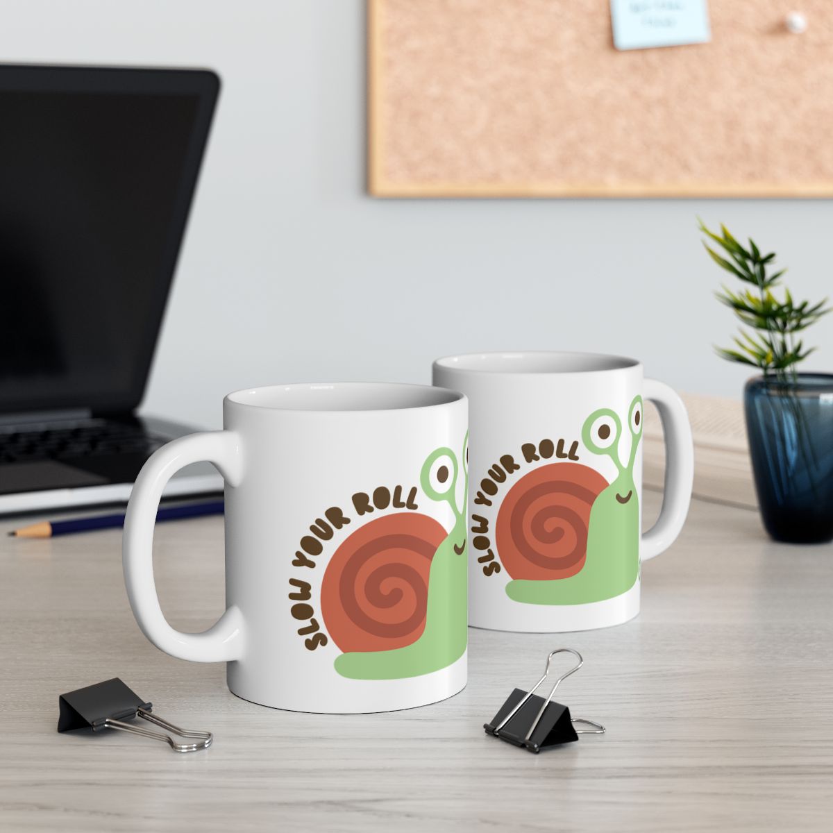 Slow Your Roll Snail Graphic Coffee Mug Set