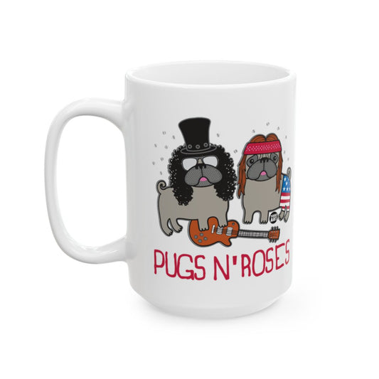 Pugs N' Roses Coffee Mug Cute Dog Lover Gift