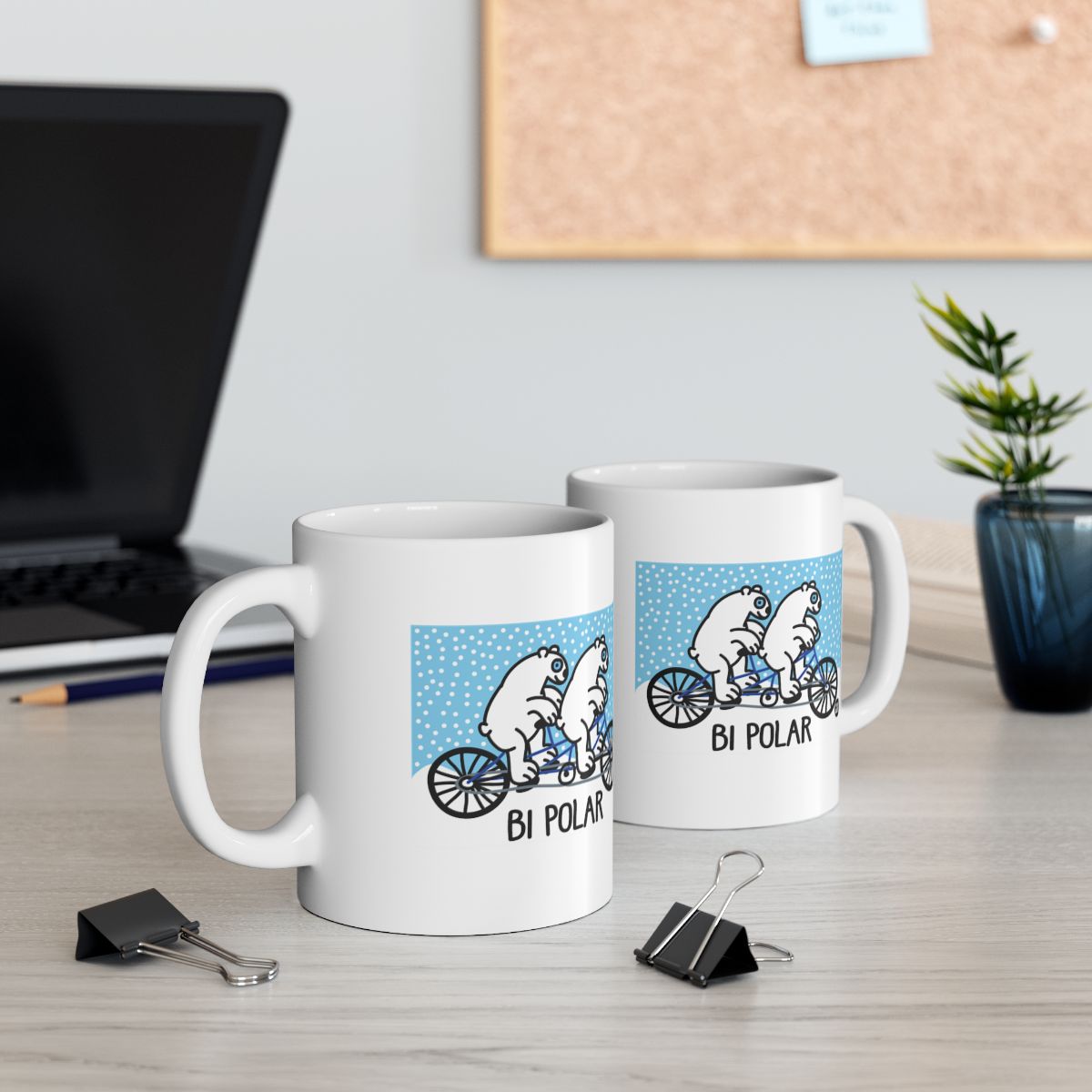 Polar Bear Cycling Bi Polar Mug