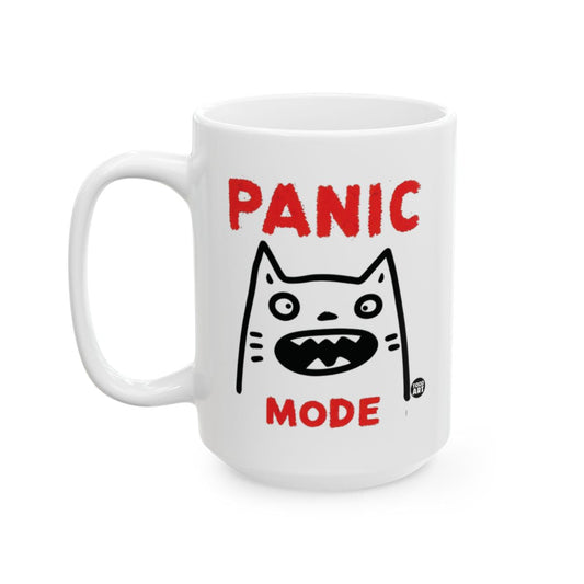 Panic Mode Cat Face Design Coffee Mug