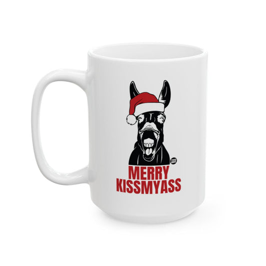 Merry Kissmyass Santa Hat Dog Funny Holiday Mug