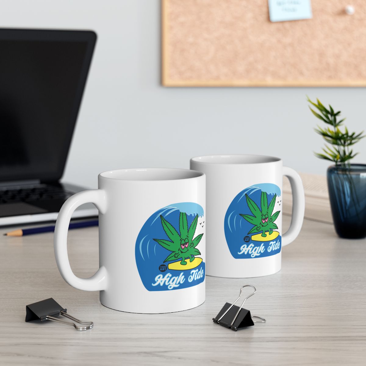 Fun High Tide Cannabis Leaf Design Coffee Mug