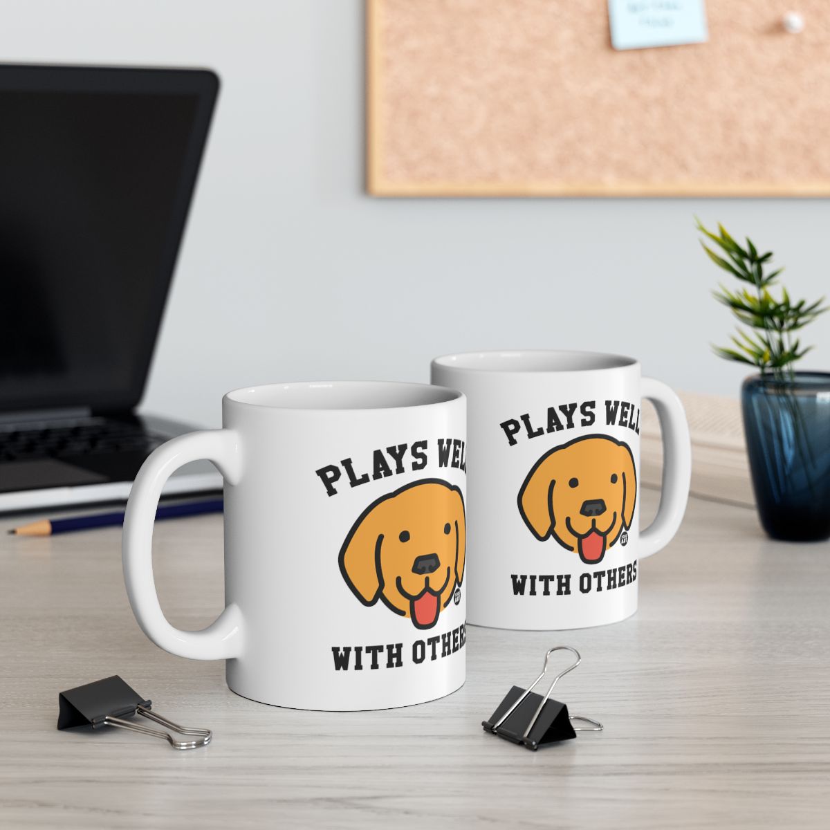 Plays Well With Others Dog Print Mug