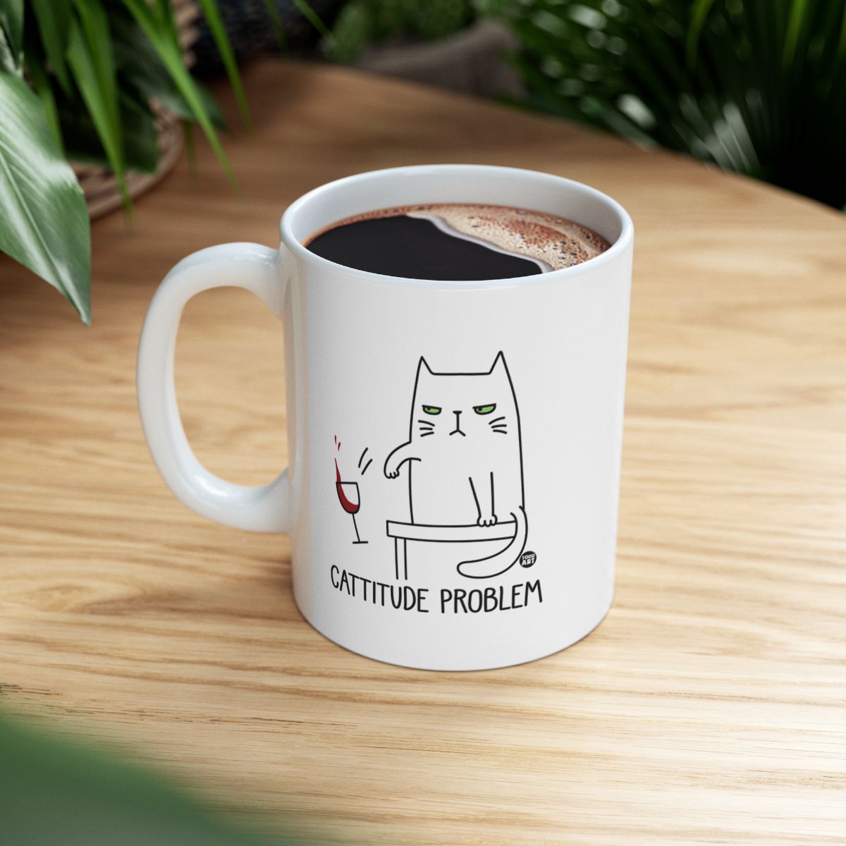 Cat with Attitude and Wine Funny Coffee Mug